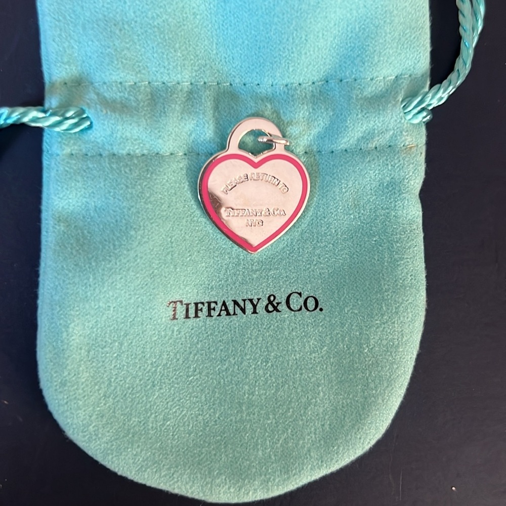 Tiffany & Co sterling silver pink heart  charm